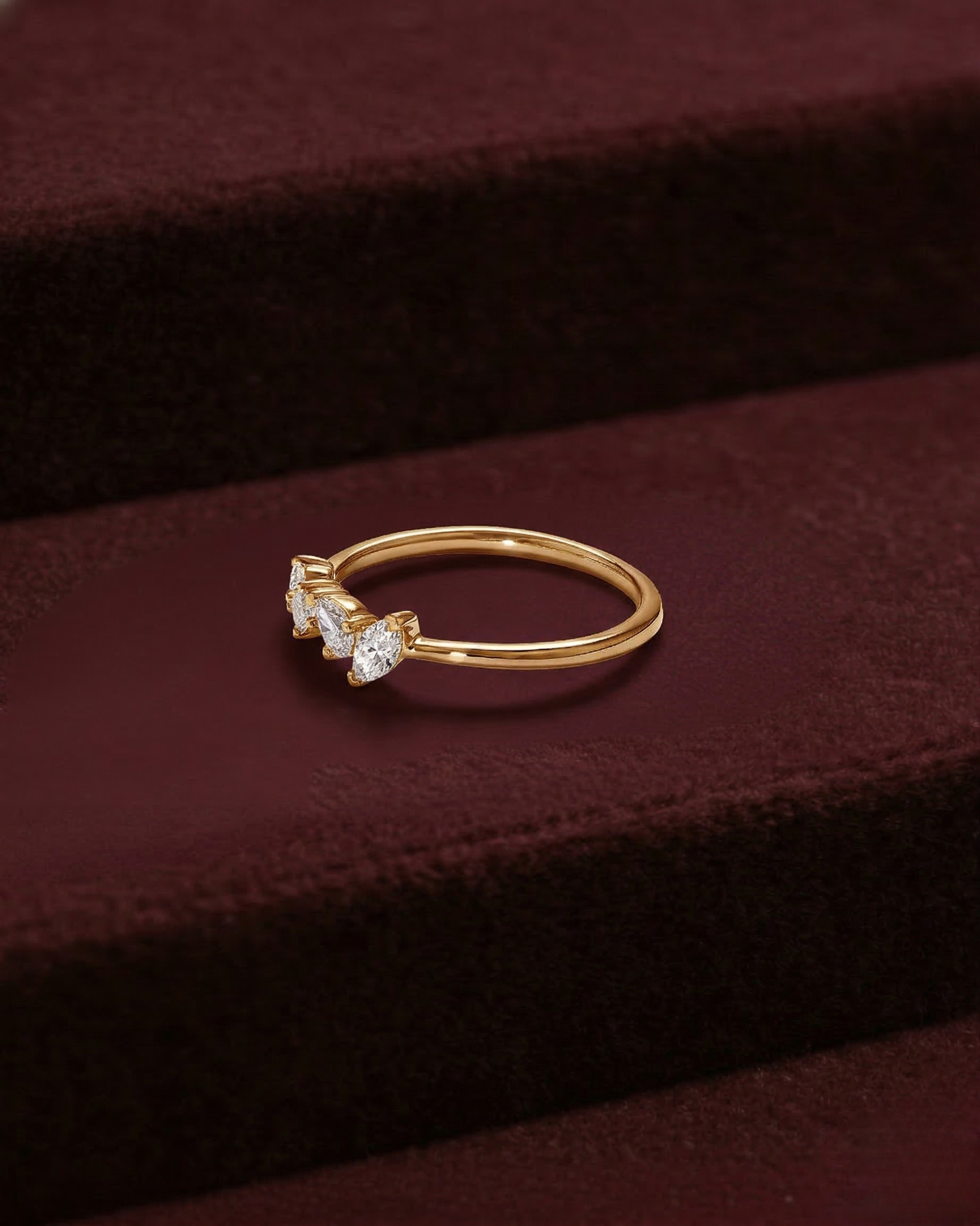 Multi Shape Diamond Ring, Mixed Cut Diamond Band, Minimalist Diamond Ring, Prong Set Diamond Ring, Stackable Gold Diamond Ring