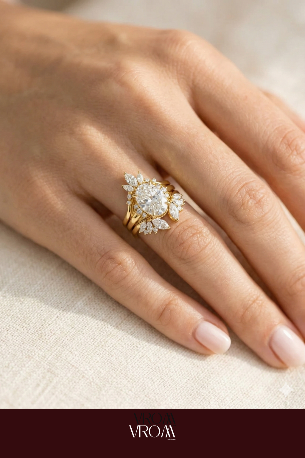 Oval Diamond Stackable Ring, Multi Band Diamond Ring, Marquise and Round Diamond Ring, 3 Band Stack Ring, Statement Engagement Ring