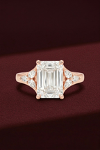 Emerald Diamond Engagement Ring 2.05 Carat, Emerald Cut Diamond Ring with Pear Side Diamonds, Gold Engagement Ring, Lab Diamond Ring
