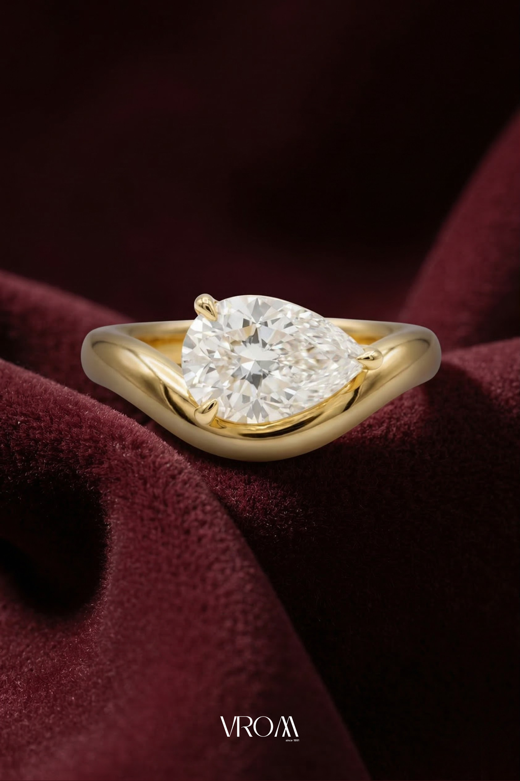 Pear Diamond Stackable Ring, Two Band Diamond Ring, Lab Grown Diamond Engagement Ring, Pave Diamond Band Ring, Minimal Gold Ring
