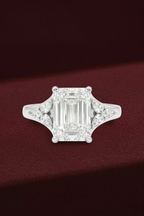 Emerald Diamond Engagement Ring 2.05 Carat, Emerald Cut Diamond Ring with Pear Side Diamonds, Gold Engagement Ring, Lab Diamond Ring