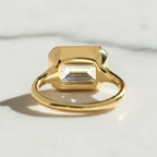 Modern East West Emerald Solitaire Engagement Ring | Lab Grown Diamond | 14K Yellow Gold