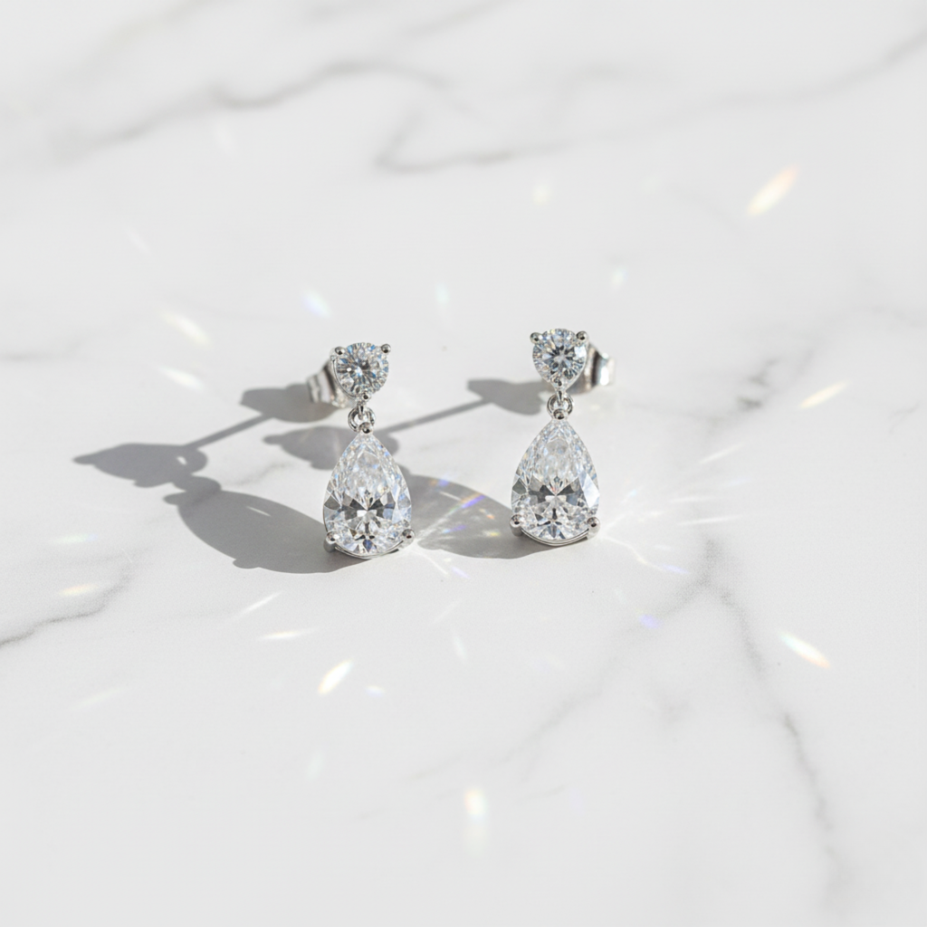 Pear Cut Dangle Earrings | Lab Grown Diamond | 14K Yellow Gold Modern Style