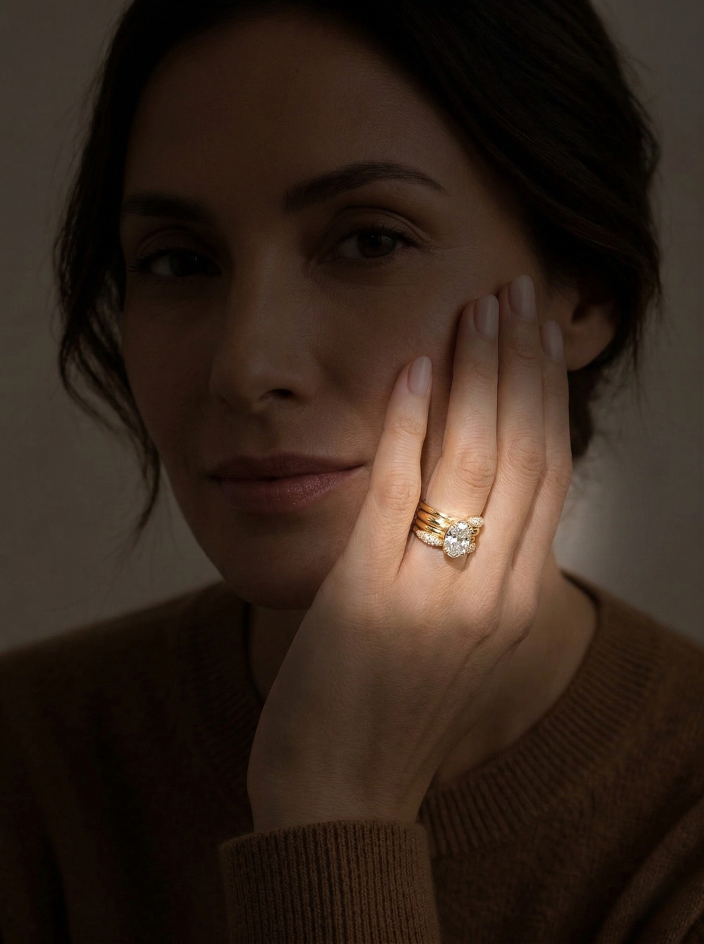 Oval Diamond Stackable Ring, Four Band Diamond Ring, Statement Gold Ring, Lab Grown Diamond Engagement Ring, Multi Band Luxury Ring