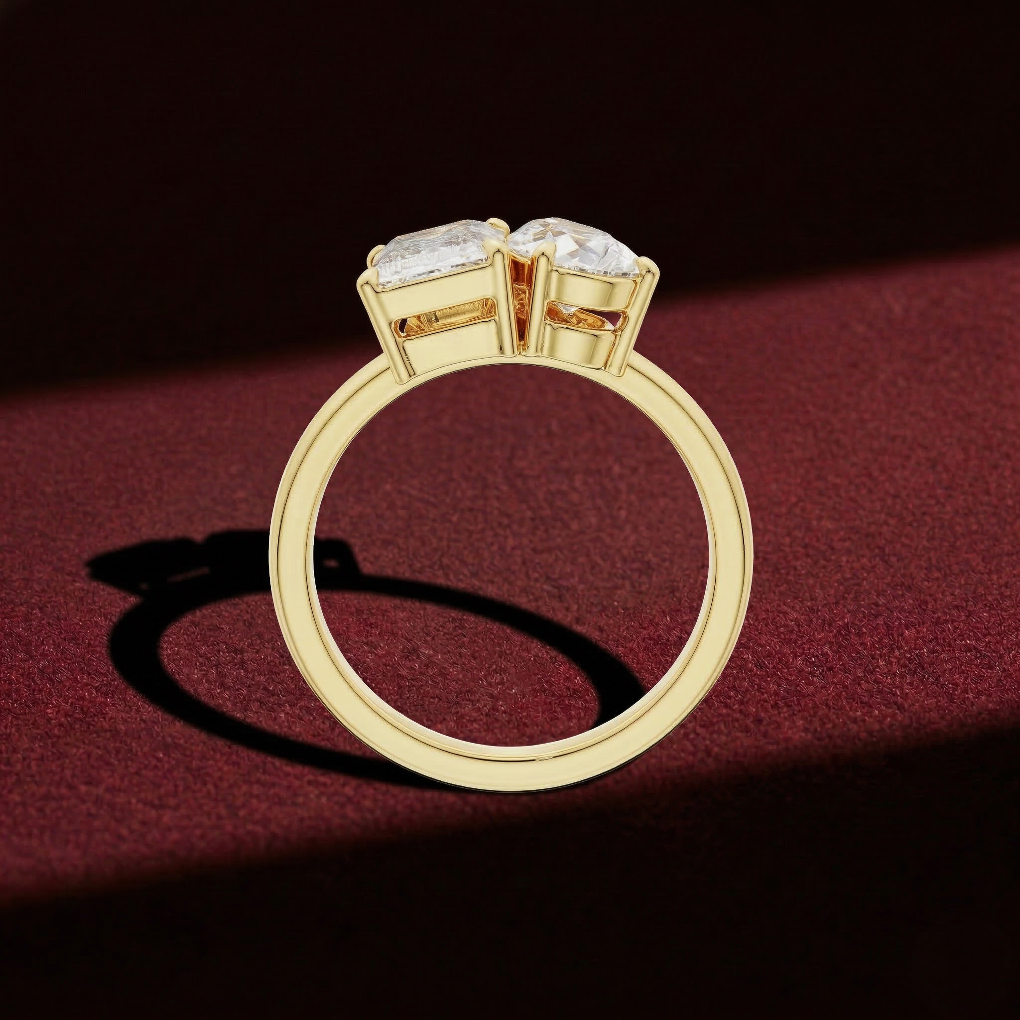 Toi et Moi Radiant and Pear Lab Grown Diamond Engagement Ring in Solid 14K Gold