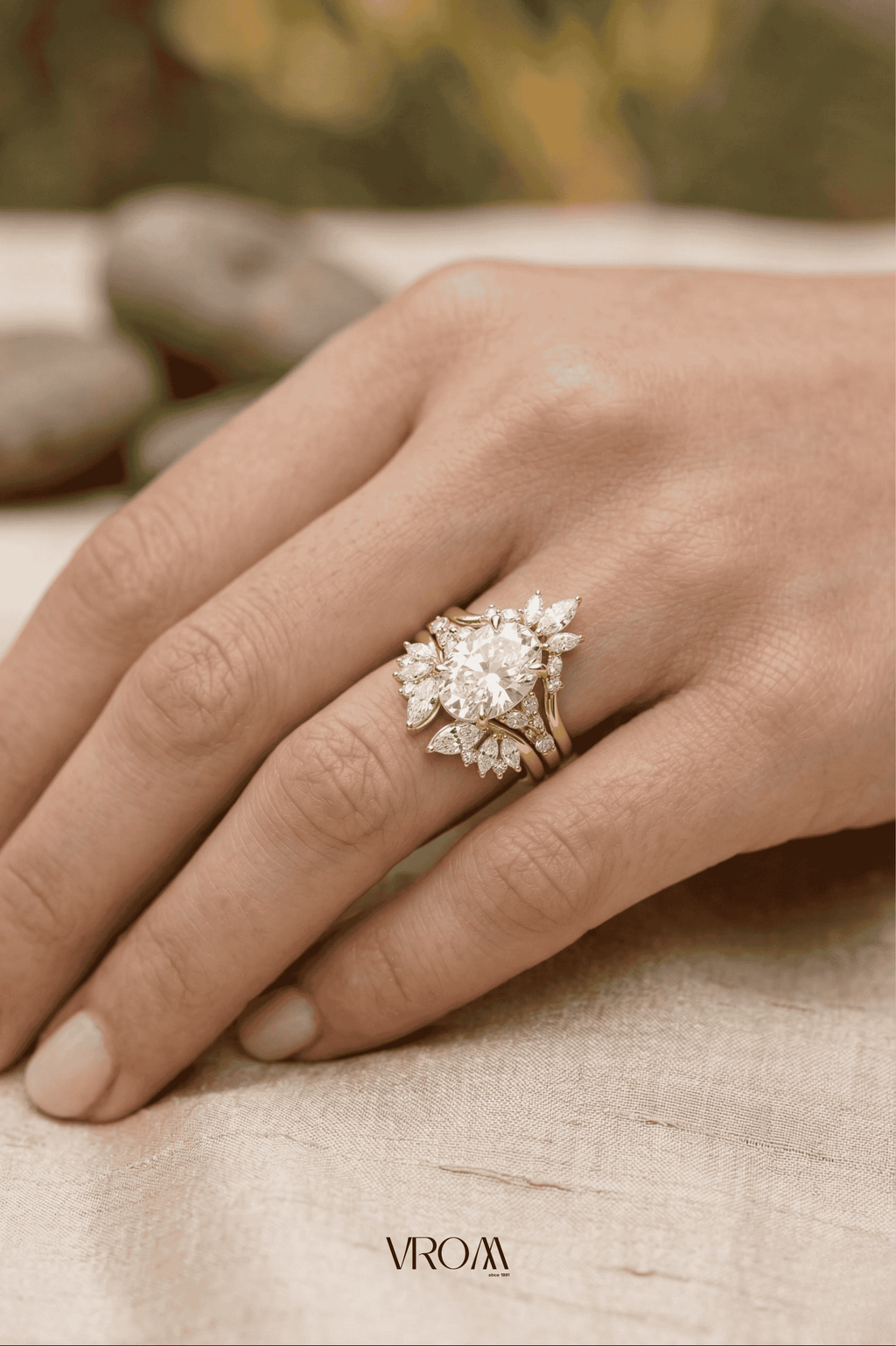 Oval Diamond Stackable Ring, Four Band Diamond Ring, Lab Grown Diamond Engagement Ring, Multi Band Pave Ring, Statement Gold Ring