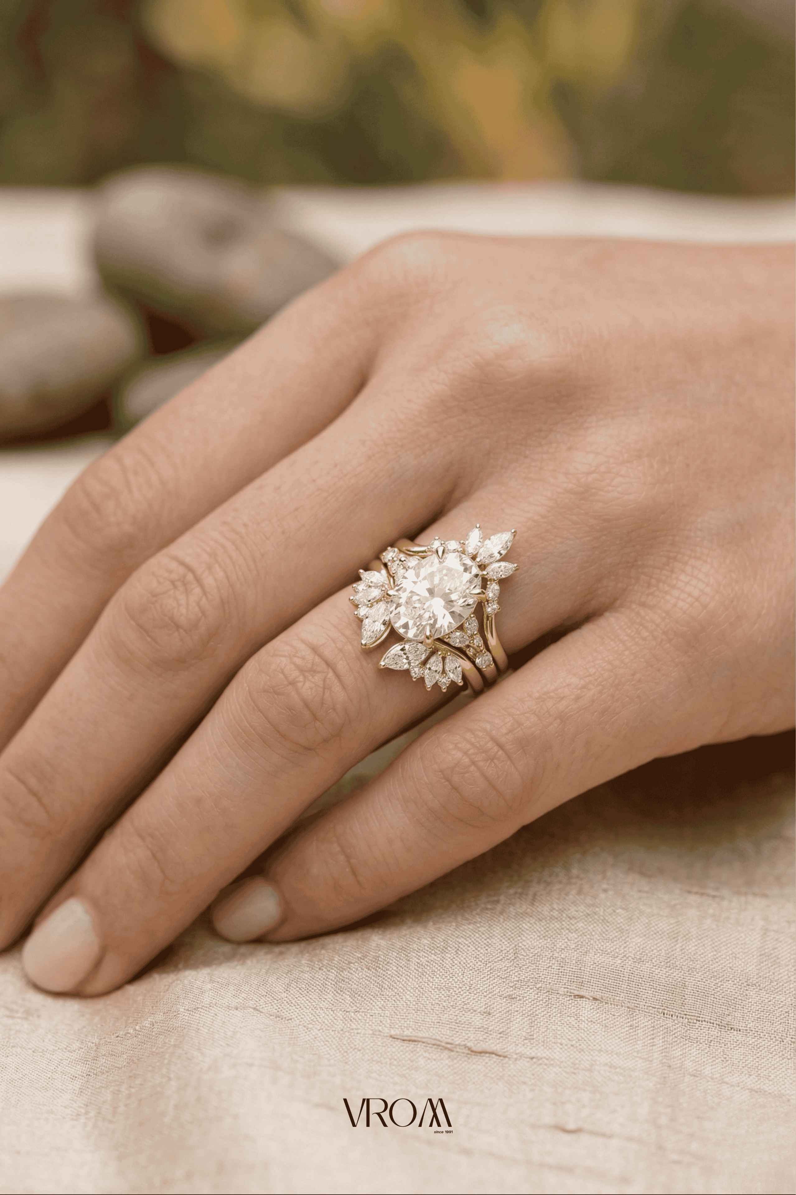 Oval Diamond Stackable Ring, Four Band Diamond Ring, Lab Grown Diamond Engagement Ring, Multi Band Pave Ring, Statement Gold Ring