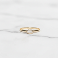 Minimalist Oval East West Bezel Set Solitaire Ring | Lab Grown Diamond | 14K Yellow Gold