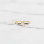 Minimalist Oval East West Bezel Set Solitaire Ring | Lab Grown Diamond | 14K Yellow Gold