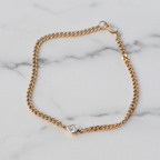 Pear Diamond Bezel Bracelet | Lab Grown Diamond | 14K Yellow Gold Minimalist