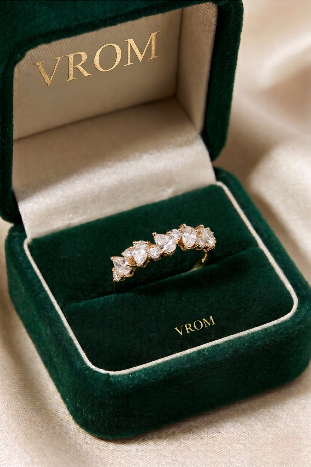 Pear and Round Diamond Stackable Band, Mixed Shape Diamond Ring, Lab Grown Diamond Band, Wedding Band, Minimal Gold Stack Ring