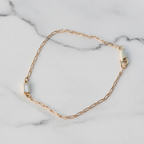 Minimalist Baguette Diamond Bracelet | Lab Grown Diamond | 14K Yellow Gold Cable Chain