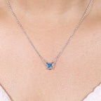 Butterfly Cut Blue Diamond Pendant Necklace