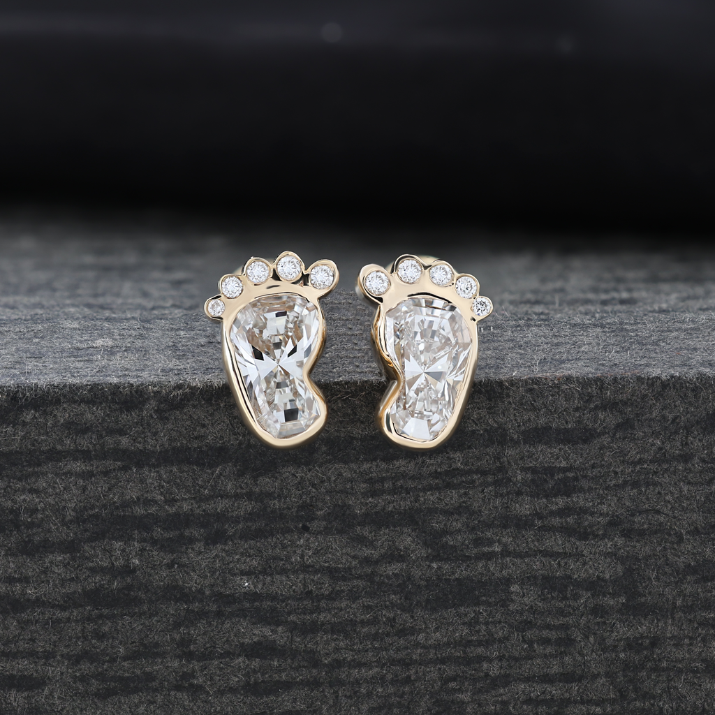 Modern Baby Feet Cut Stud Earrings