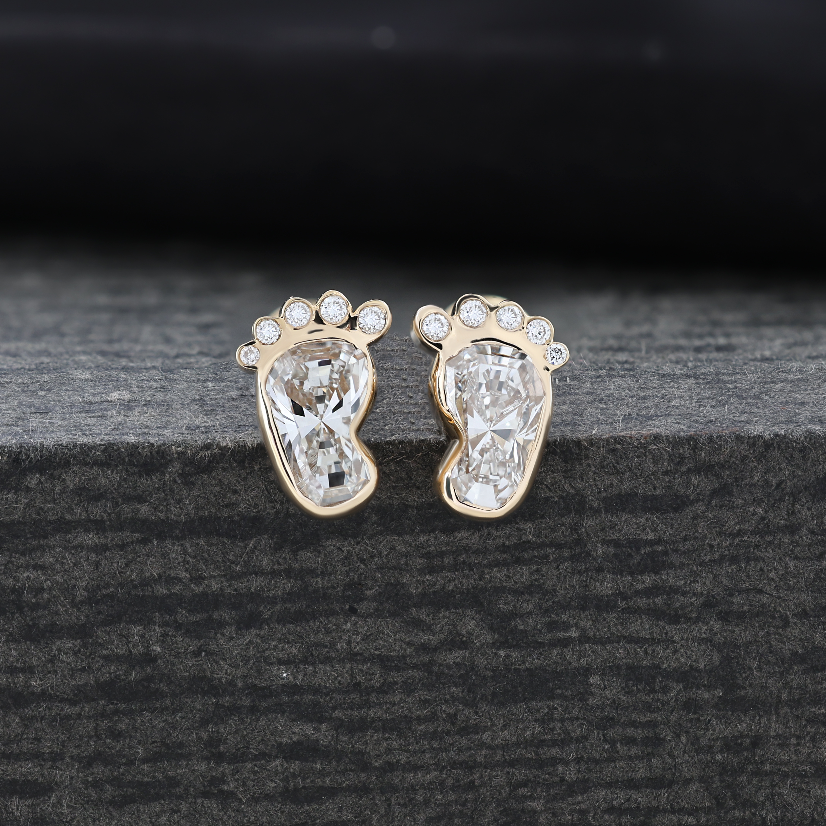 Modern Baby Feet Cut Stud Earrings