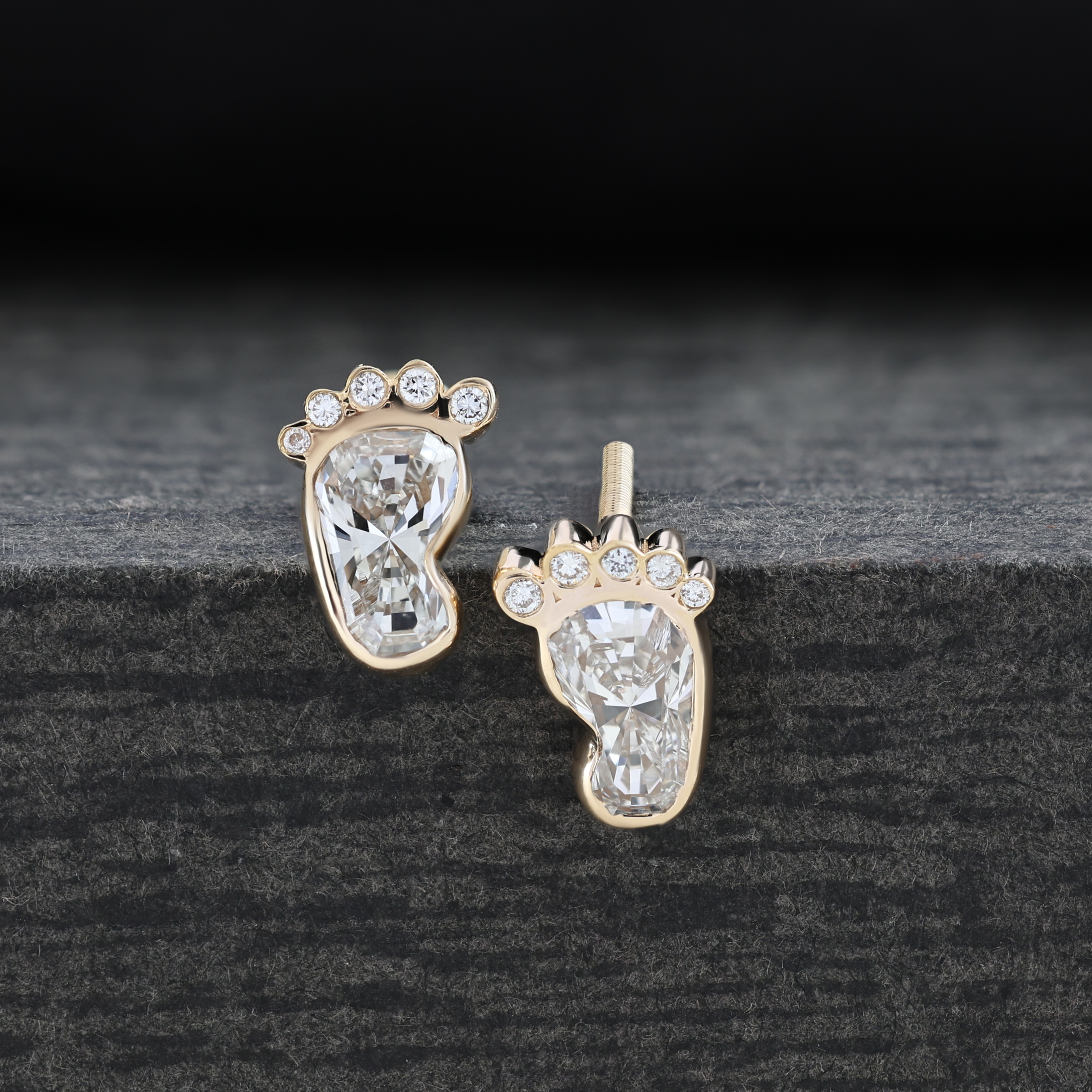 Modern Baby Feet Cut Stud Earrings