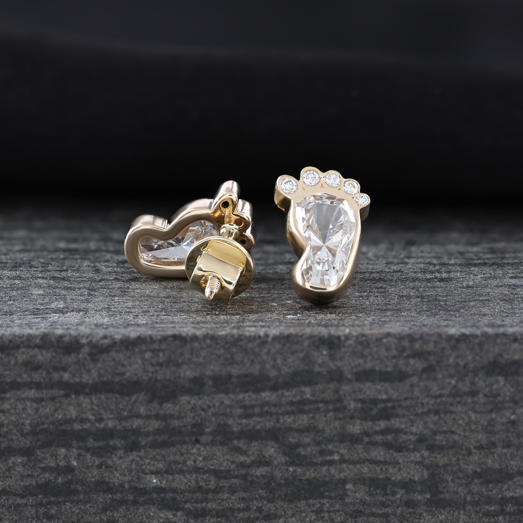 Modern Baby Feet Cut Stud Earrings