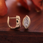 Marquise Stud Earrings Bezel Setting | Lab Grown Diamond | 14K Yellow Gold Fine Jewelry