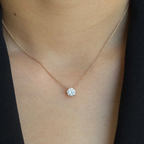 Round Cut Pendant Necklace | Lab Grown Diamond | 14K Yellow Gold Minimalist