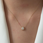Bezel Set Pear Cut Pendant Necklace | Lab Grown Diamond | 14K Yellow Gold minimalist