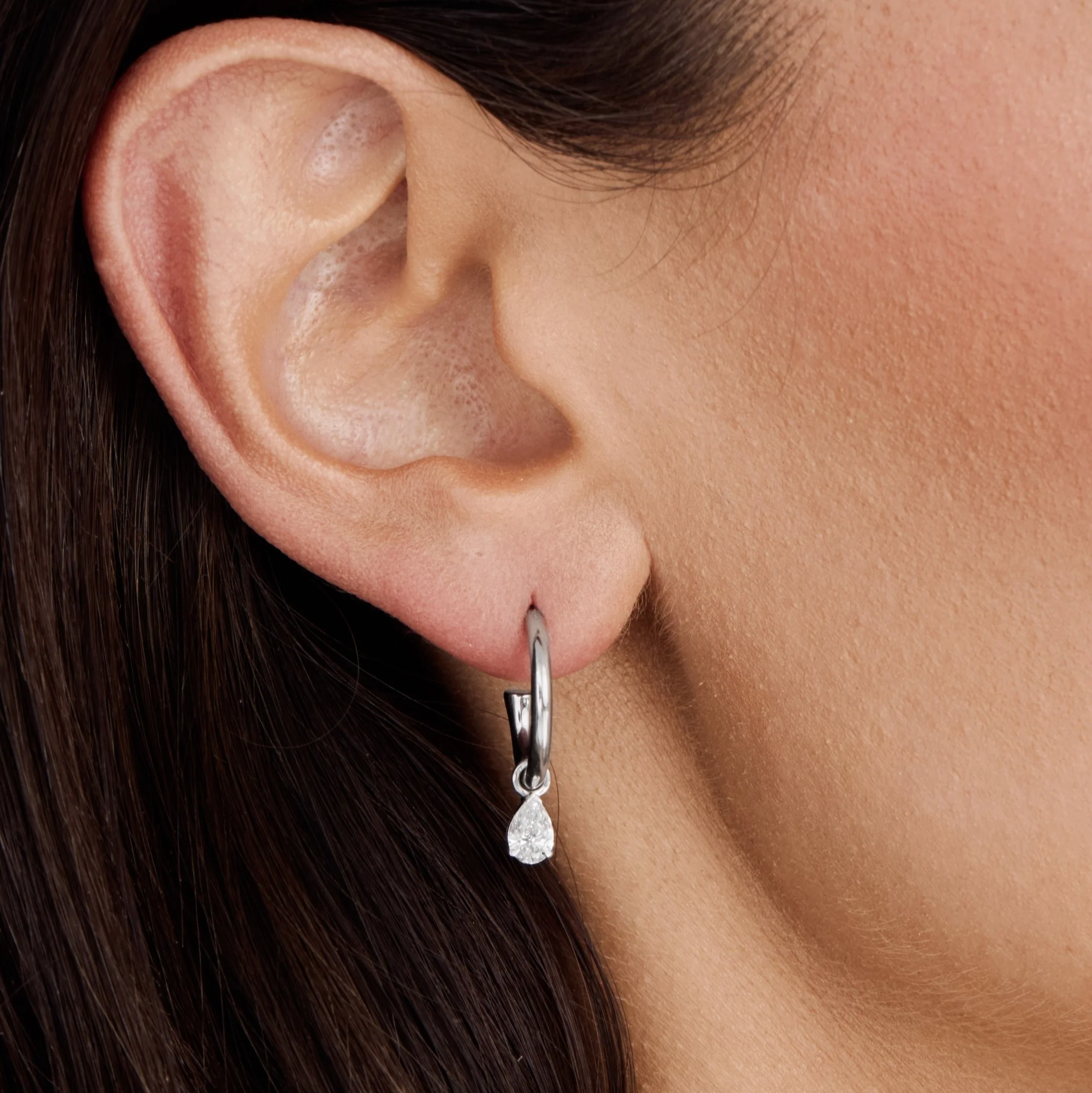 Dainty Pear Lab Diamond Charm Earrings