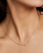 Dainty Trio Lab Diamond Necklace: 14k Gold Bridal Jewelry
