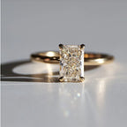 Radiant Cut Lab Grown Diamond Solitaire Engagement Ring in Solid 14K Gold