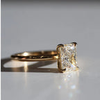 Radiant Cut Lab Grown Diamond Solitaire Engagement Ring in Solid 14K Gold