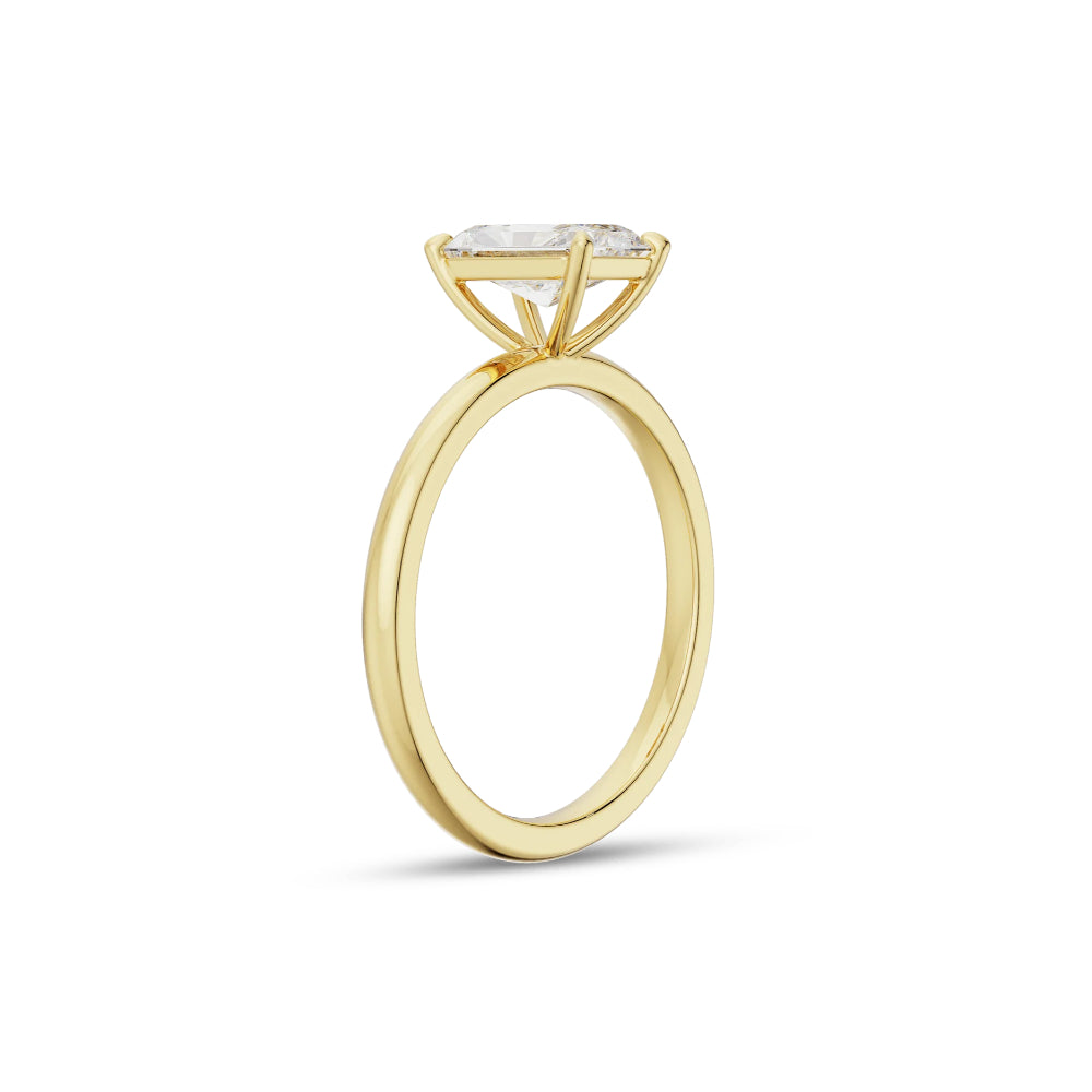 Radiant Cut Lab Grown Diamond Solitaire Engagement Ring in Solid 14K Gold