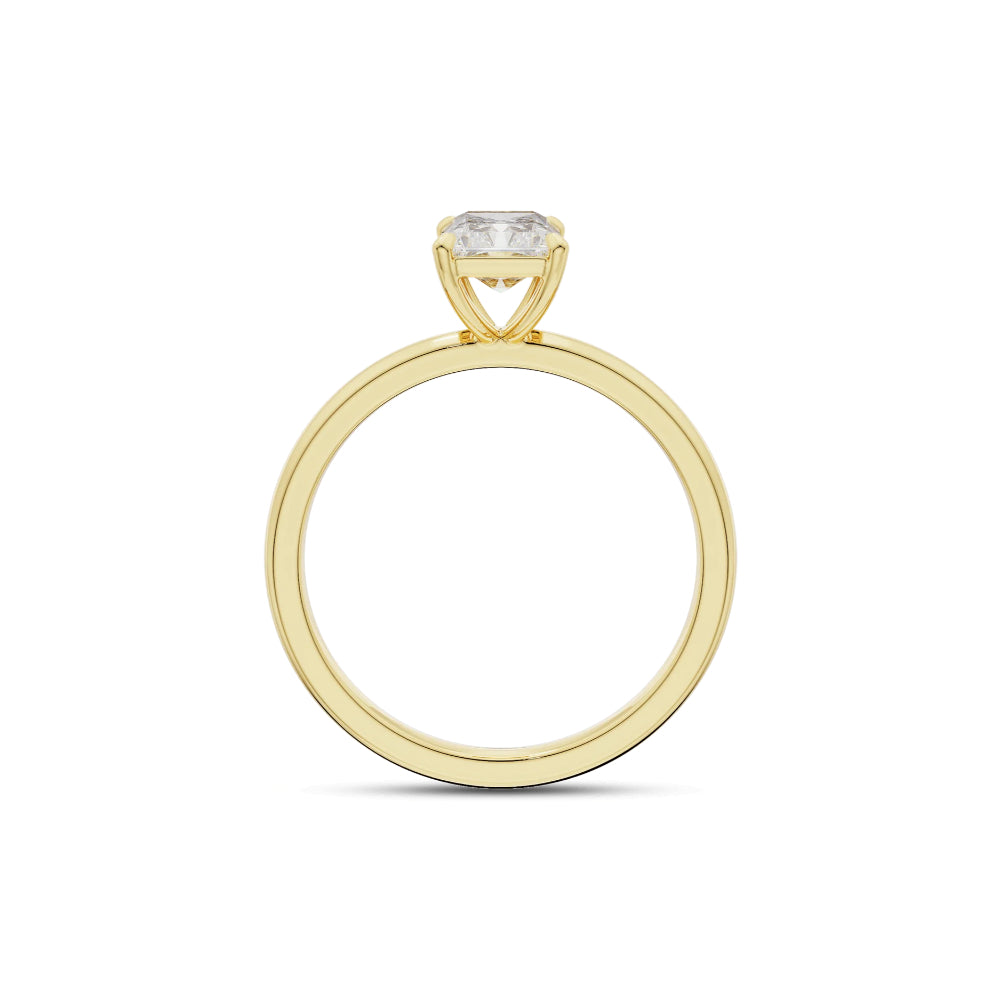 Radiant Cut Lab Grown Diamond Solitaire Engagement Ring in Solid 14K Gold