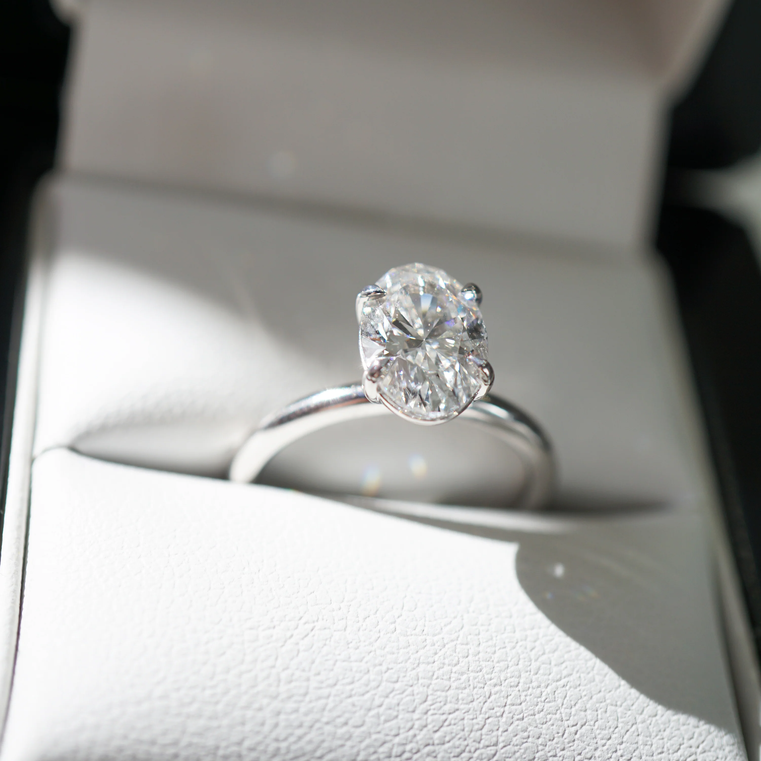 Oval Lab Grown Diamond Solitaire Engagement Ring in Solid 14K Gold