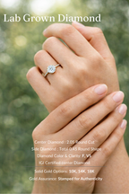 Round Diamond Engagement Ring 2.05 Carat, Pave Diamond Ring, Round Diamond Ring with Side Stones,Gold Engagement Ring,Lab Grown Diamond Ring