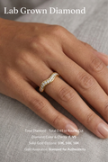 Pave Diamond Wave Band 0.65 CT, Curved Diamond Wedding Band, Wavy Stackable Ring, Round Diamond Band 2.8 mm, Curved Gold Band