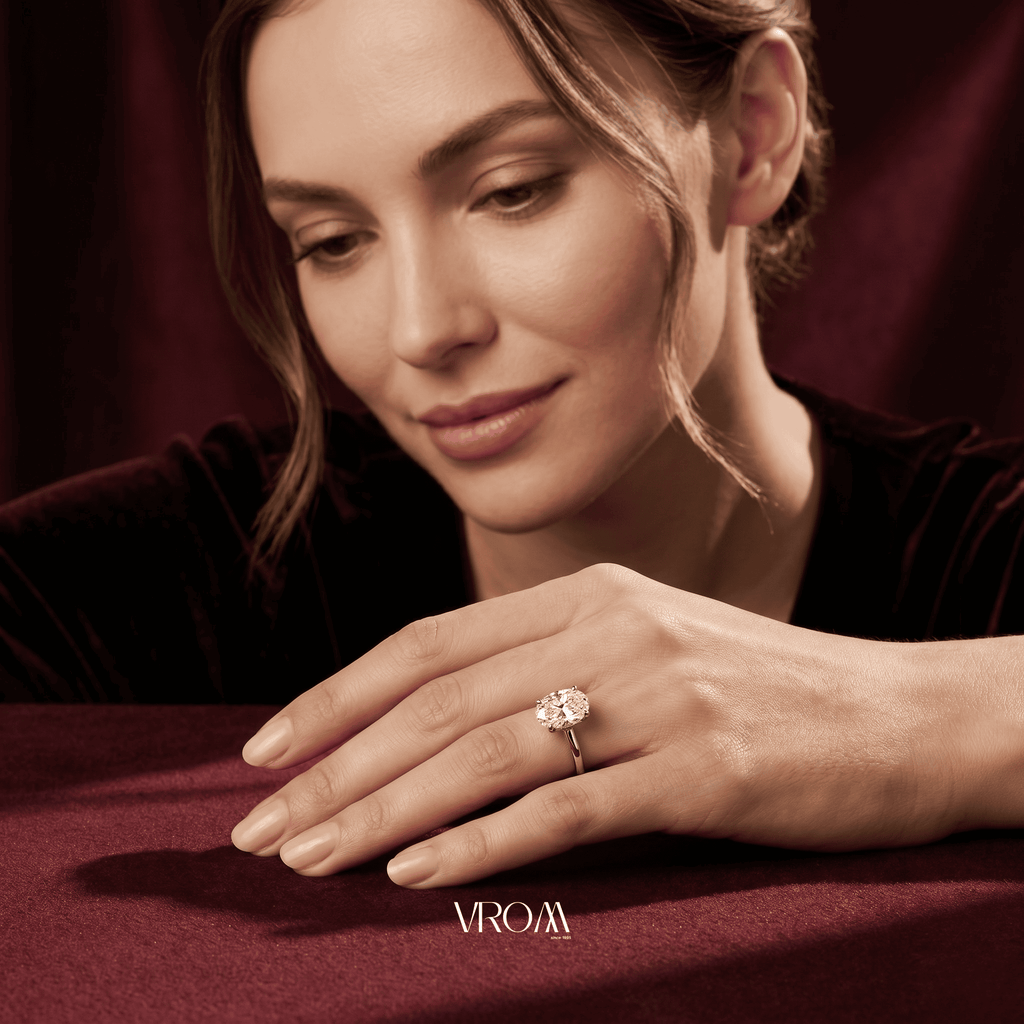 Oval Lab Grown Diamond Solitaire Engagement Ring in Solid 14K Gold