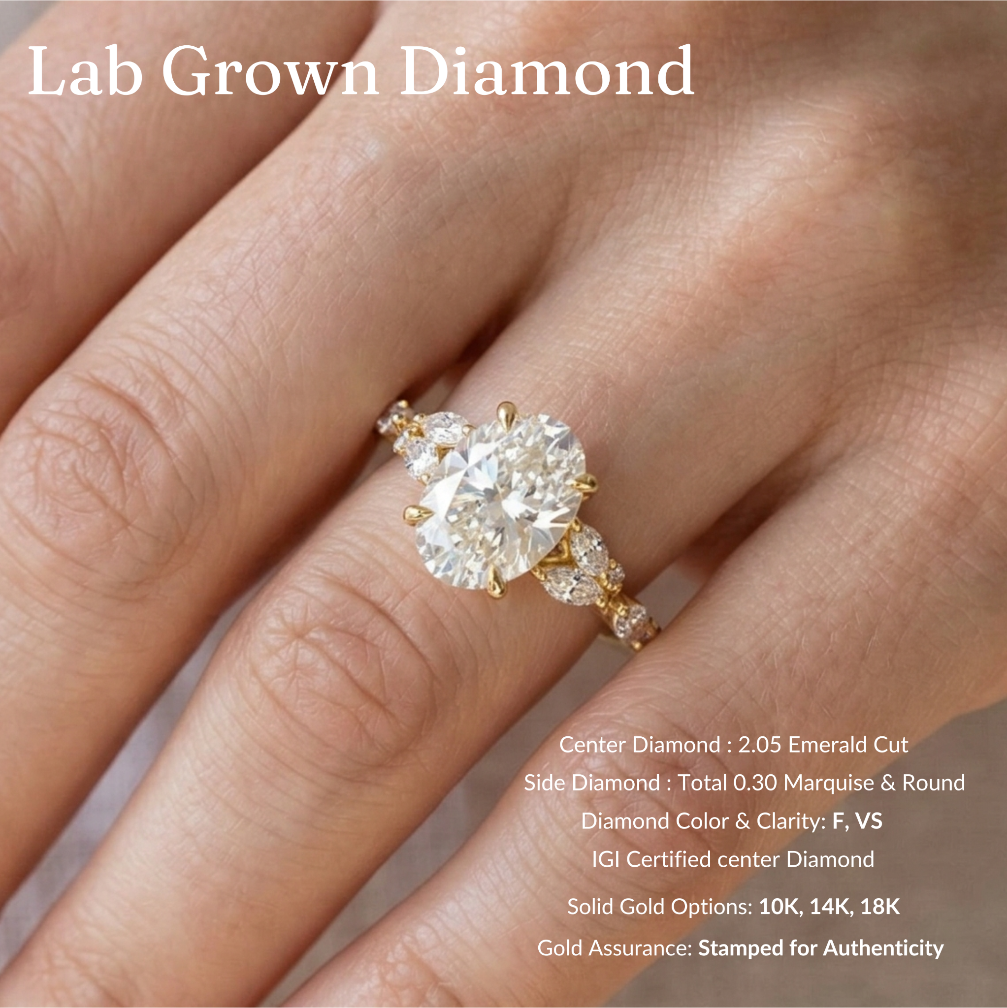 Oval Diamond Engagement Ring, Oval Cut Diamond Ring with Marquise & Round Side Diamonds, Diamond Accent Ring, Gold Diamond Ring