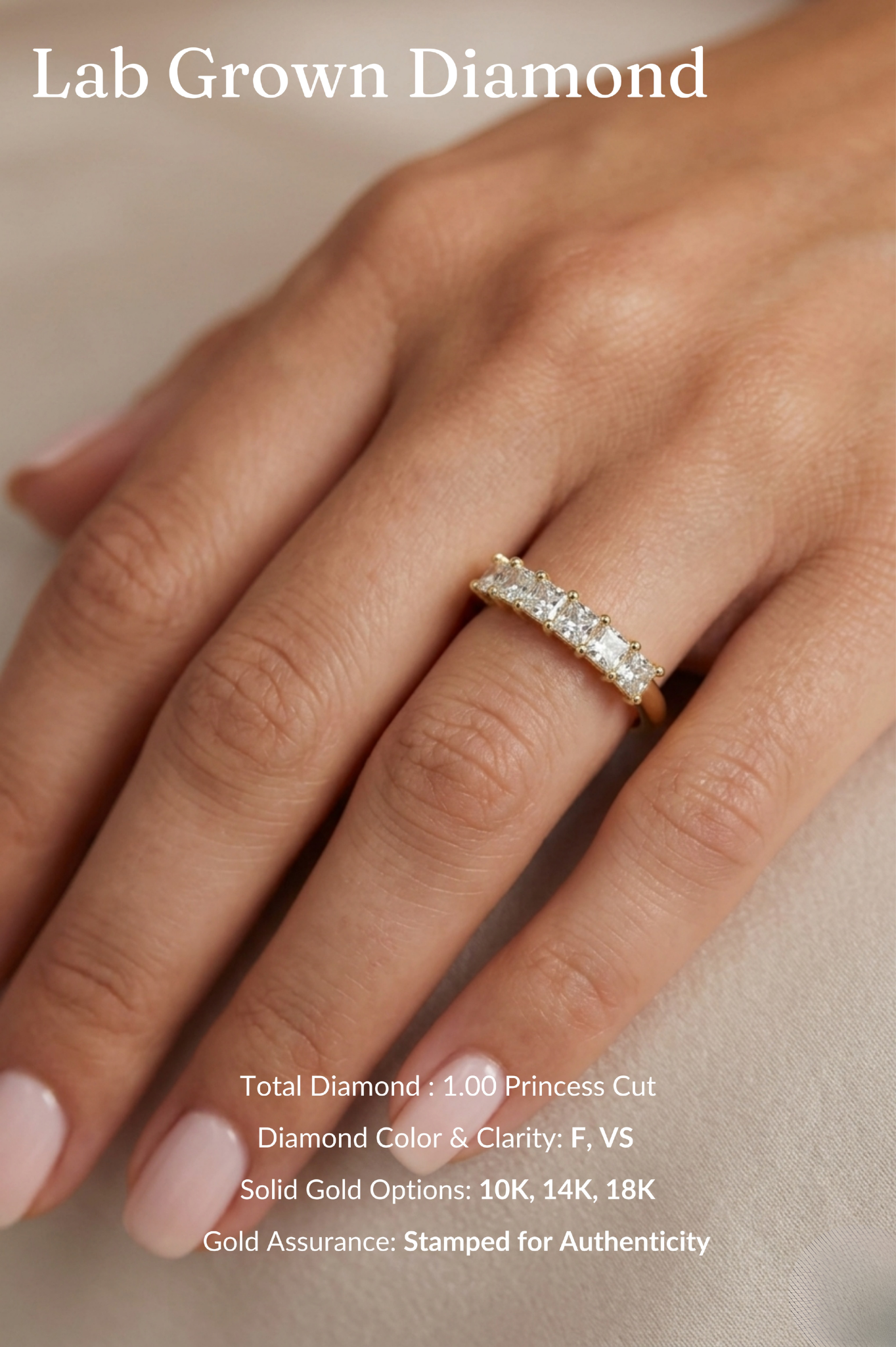 Princess Cut Diamond Stackable Band, Princess Diamond Wedding Band, 1 Carat Diamond Band, Stackable Gold Diamond Ring, Minimalist Band