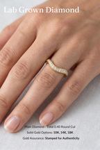 Curved Pave Diamond Band, Round Diamond Stackable Band, Curved Wedding Band, Diamond Pave Ring, Stackable Gold Diamond Band