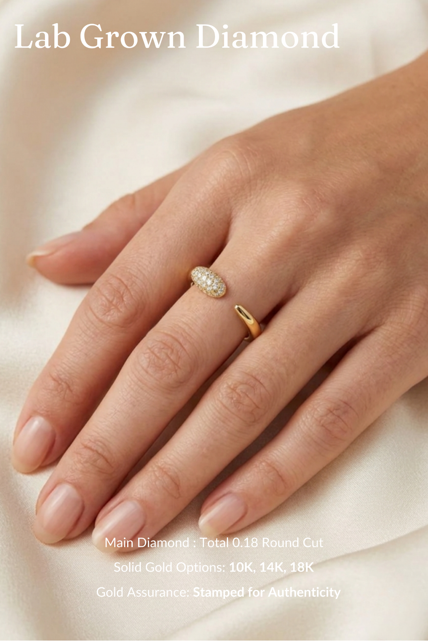 Asymmetrical Open Cuff Diamond Band, Pave Diamond Stackable Ring, Modern Open Diamond Ring, Minimalist Gold Band, Unique Stackable Band