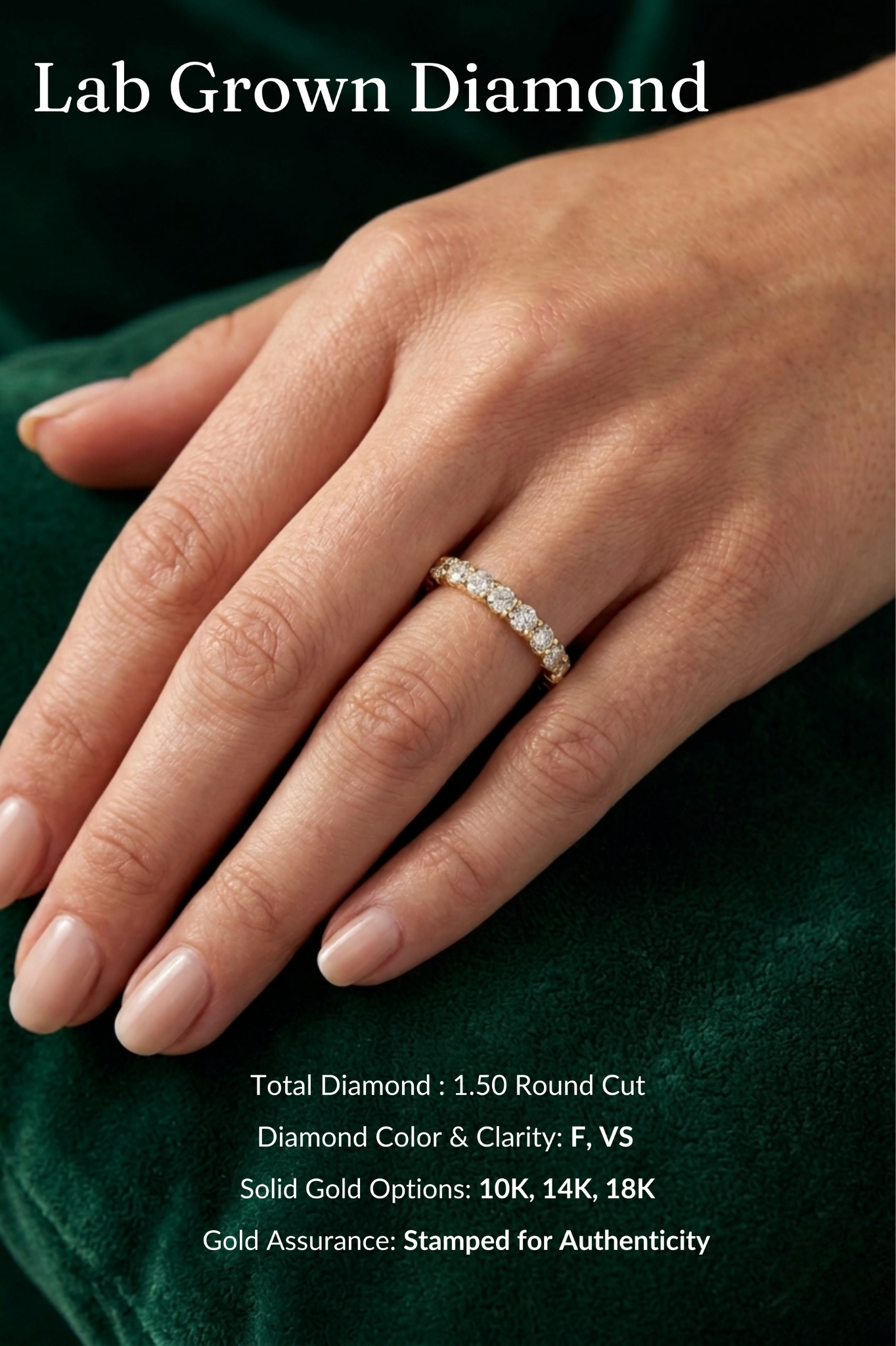 Round Diamond Stackable Band 1.50 Carat, Round Diamond Wedding Band, Pave Diamond Band, Stackable Gold Diamond Ring, Luxury Diamond Band