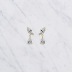 Marquise & Pear Cut Lab Grown Diamond Two Stone Earrings in Solid 14K Gold