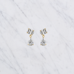 Oval & Pear Cut Lab Grown Diamond Two Stone Earrings in Solid 14K Gold