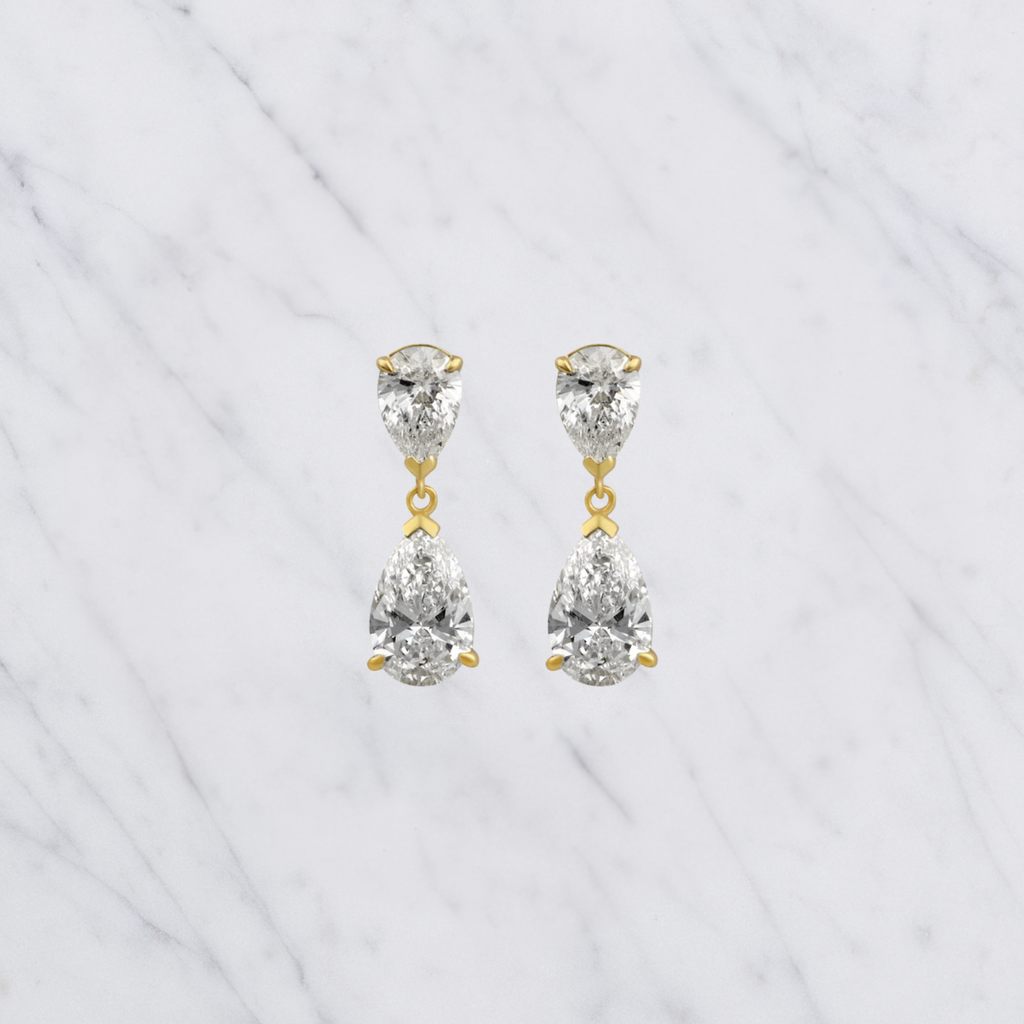 Elegant Pear Shape Lab Grown Diamond Stud Earrings in Solid 14K Gold