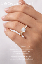 Princess Diamond Engagement Ring 2.05 Carat, Hidden Halo Diamond Ring, Princess Cut Diamond Ring with Side Stones, Engagement Ring, Lab Ring