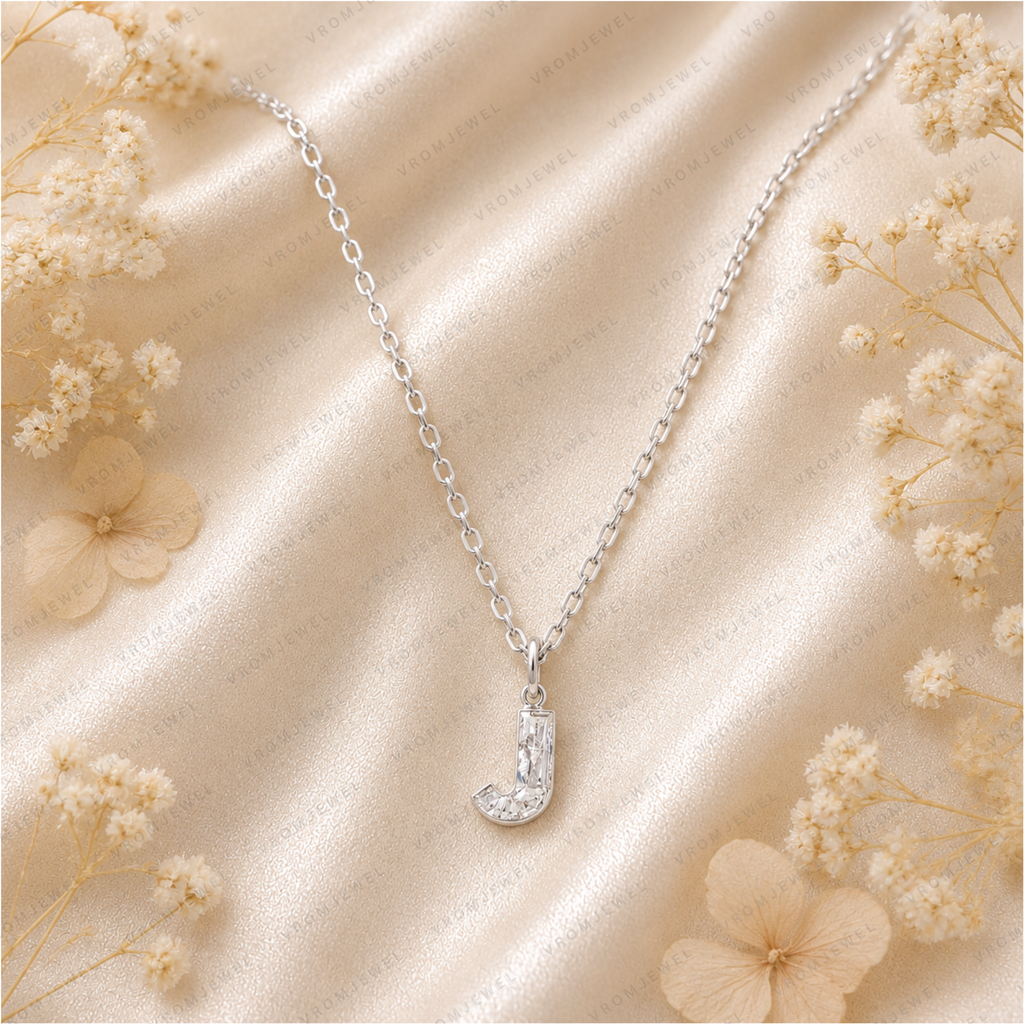 J Initial Charm Pendant 14K Gold with Lab Grown Diamond | Personalized Alphabet | Gold Alphabet Jewelry Gift for Her