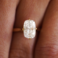 Elongated Cushion Cut Engagement Ring | Lab Grown Diamond | 14K Yellow Gold Classic Solitaire