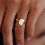 Elongated Cushion Cut Engagement Ring | Lab Grown Diamond | 14K Yellow Gold Classic Solitaire