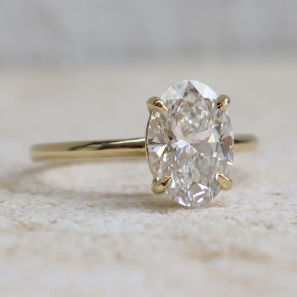 Classic Oval Engagement Ring | Lab Grown Diamond | 14K Yellow Gold Solitaire Setting