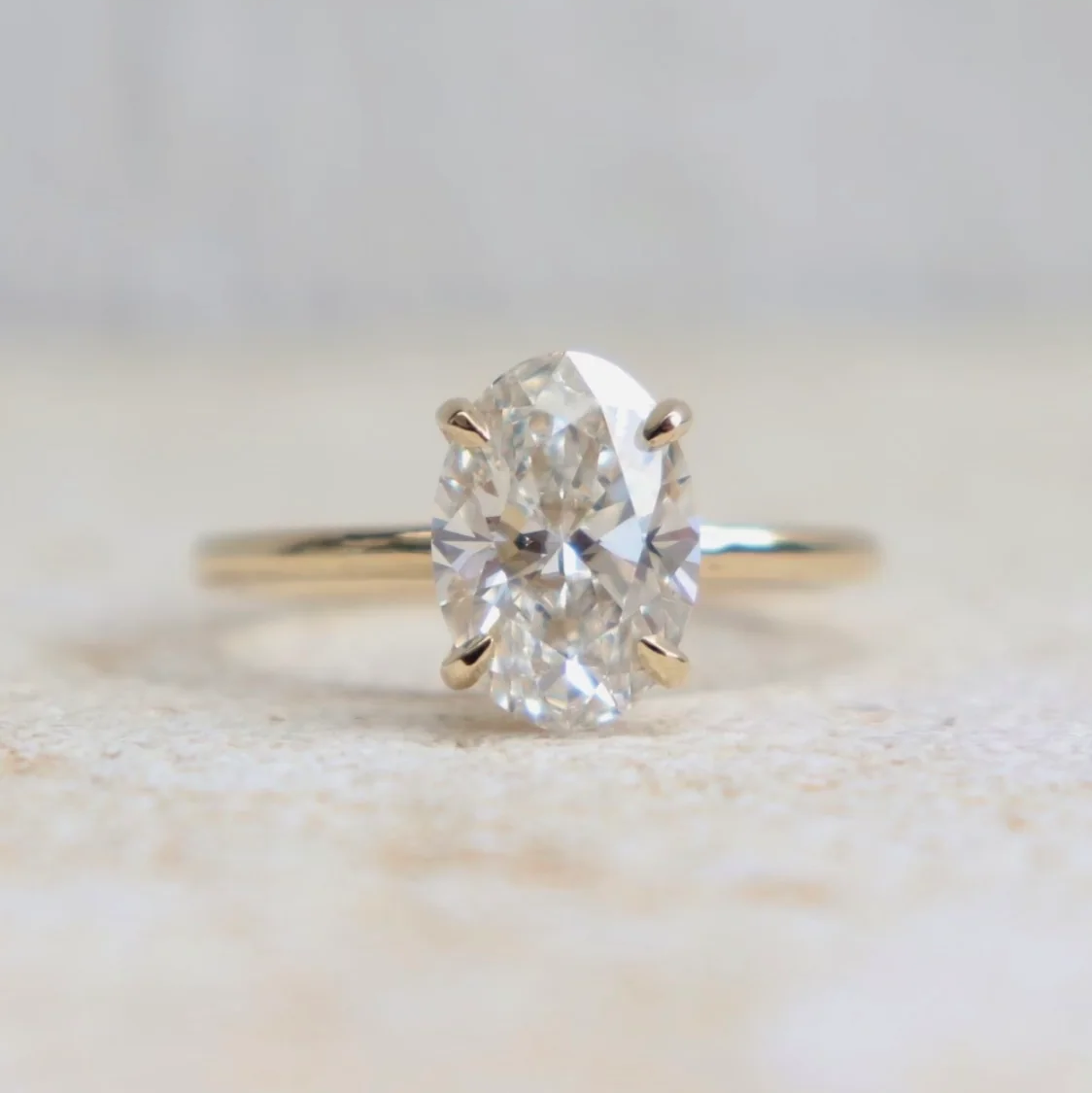 Classic Oval Engagement Ring | Lab Grown Diamond | 14K Yellow Gold Solitaire Setting