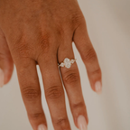 Trilogy Oval and Kite Engagement Ring | Lab Grown Diamond | 14K Yellow Gold Three Stone Ring