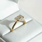 1.5CT Radiant Lab Diamond Engagement Ring: East-West Bezel Setting
